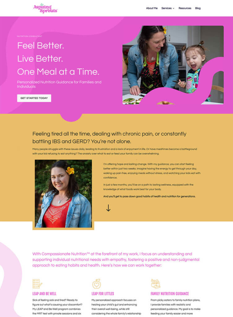 Teen and adult nutrition website for chronic pain, IBS, and GERD support