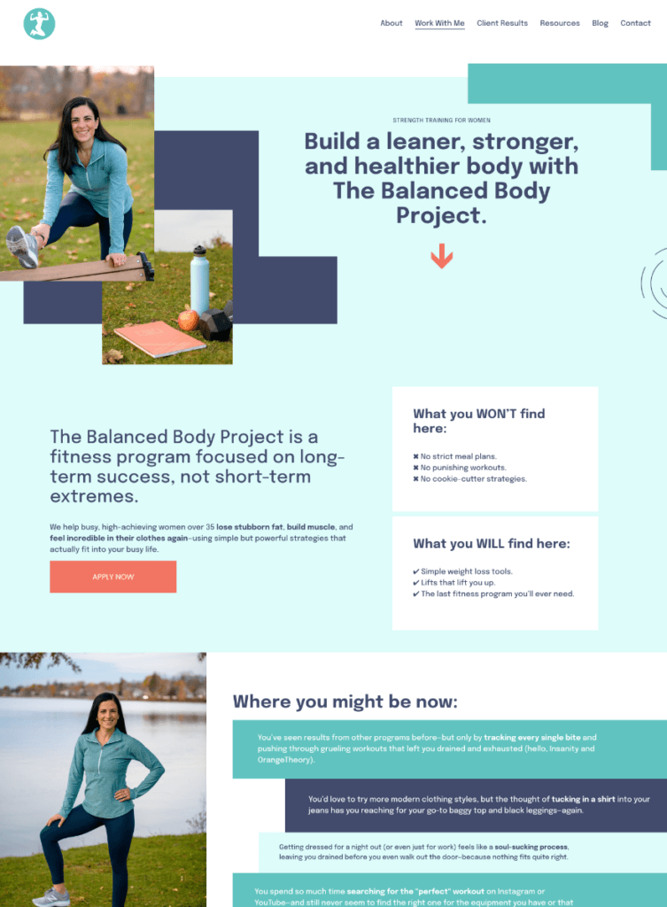 The Balanced Body Project fitness program website focused on long-term results over short-term extremes