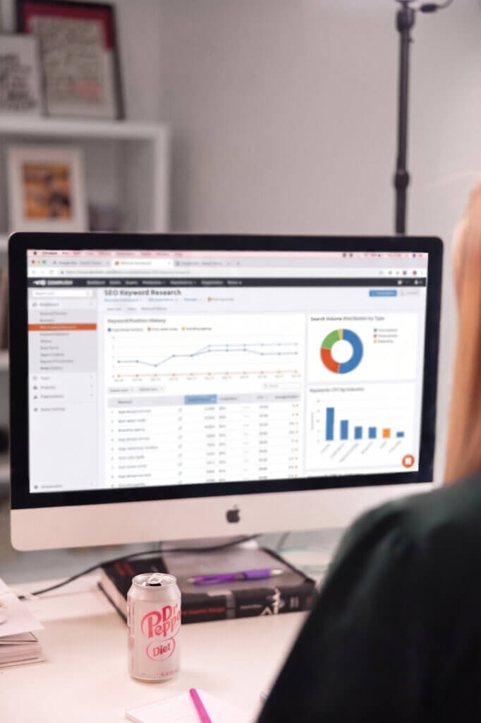 Semrush keyword research dashboard open on a desktop, the research behind SEO for healthcare providers